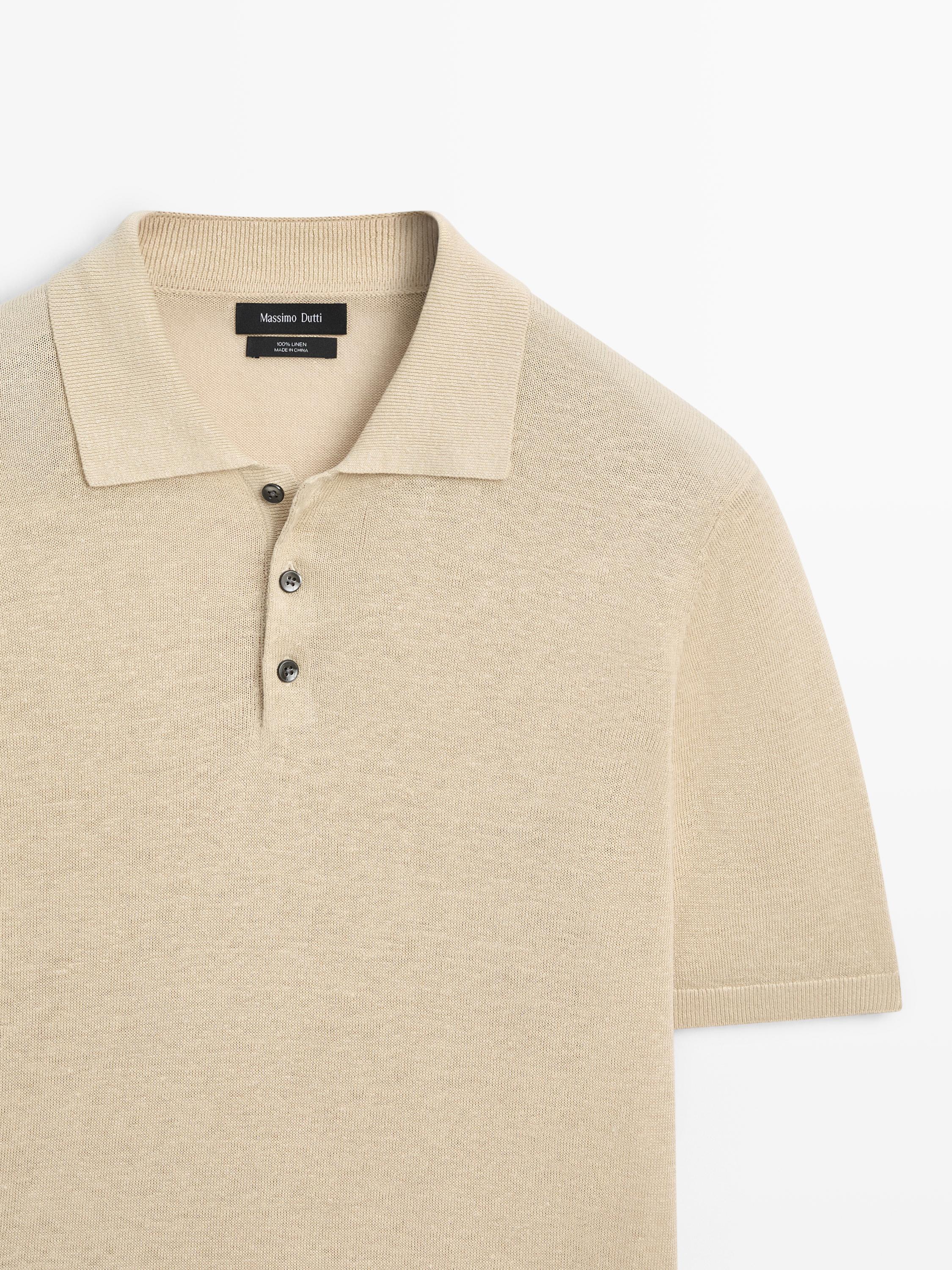 Linen knit polo sweater